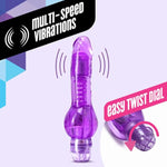 Mr. Right Now - Petite 6.5 Inch Curved Vibrating Dildo - Powerful Tunable - Soft 1" Slim Shaft - Ipx7 Waterproof For Bath Time Play - Beginners Sex Toy For Women - Clear Purple