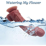 8.6" Curved Realistic Dildo For Massage Gun Thrusting Liquid Silicone Dildo G-Spot Orgasm Big Dick Wand Lifelike Penis For Vagina & Anal Play(Brown)