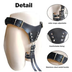 Adjustable Bdsm Vibrator Bondage Harness With Leather Handcuffs - Forced Orgasm Belt For Women, Premium Leather Strap-On, Hands-Free Sex Toy For Couples (Wand Or Vibrator Not Included)