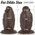 4 Inch Extra Thick Black Dildo, 8.5 Inch Realistic Silicone Girthy Dildos Huge Butt Plug With Suction Cup For Hands-Free & Anal Play, Biggest Dildo Anal Plug Sex Toy For Experienced Men Women (Brown)