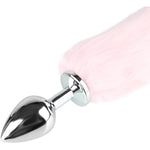 Dip Dye Pink Foxes Tail Anal Butt Plug Medical Grade Stainless Steel Hypoallergenic Anus Women Men Sexual Show Animal Costume Play Sex Toy (Size:S)