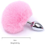 2Pcs/Set Fox Tail Anal Butt Plug Bunny Tail Stainless Steel Plug Sexy Toys Flirting Tools For Adults Cosplay &Sm Role Play Gradient (Pink)