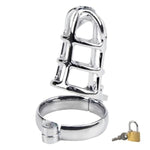 Cock Cage Male Chastity Device Steel Metal Silver Locked Cage Sex Toy For Men, Lock And Key Included