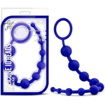 Luxe Silicone 10 Anal Beads - Silky Smooth Ultrasilk - Puria Platinum Silicone - 12.5" Long Beginner Anal Plug With Sturdy Handle - Anal Training Sex Toy For Men Women Couples - Indigo