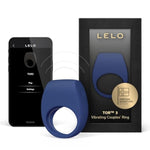 Tor 3 Vibrating Penis Ring App Connected Adult Toy For Man And Woman, Couples Sex Toy With 8 Pleasure Settings For Enhanced Sensation, Silicone Cock Ring, Base Blue