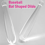 Glass Butt Plug Anal Dildo Pleasure G-Spot Wand Baseball Bat Shaped Double Ended Dildo Prostate Massager Fetish Masturbation Sex Toy For Women Men (L) Transparent
