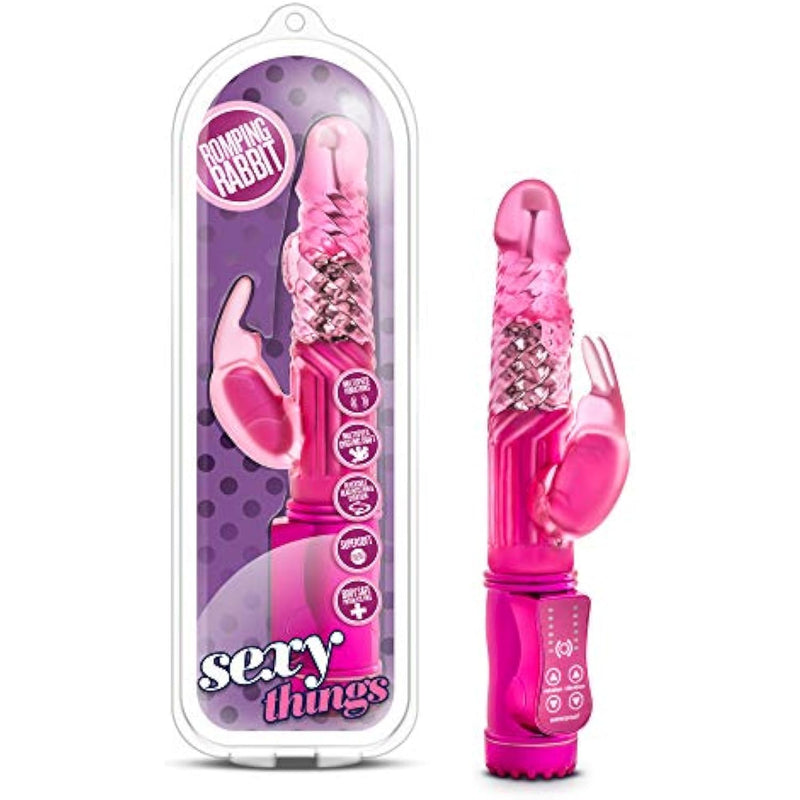 Sexy Things - Romping Rabbit - Multi Speed Rotating Pleasure Beads - Clitoral G Spot Stimulation - Gyrating Shaft Multi Function Vibrator - Adult Sex Toy For Woman Couples - Fuchsia