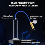 Penis Pump with Brass Pistol & Pressure Gauge,9 x 2.25 Inch Cylinder