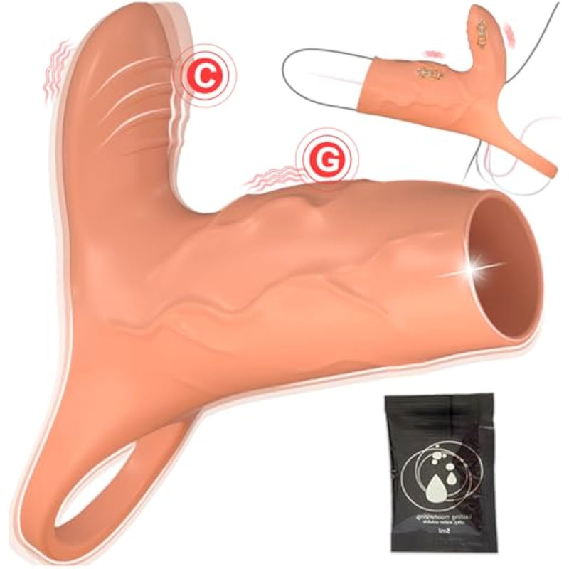 Vibrating Penis Sleeve Cock Ring With Clitoral Stimulator, Penis Ring Vibrator Extender For G Spot Stimulation, Couples Adult Sex Toys For Men Women, Girth Sleeve Male Couple Sex Toy
