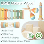 Baby Musical Instruments - Wooden Montessori Toys For Toddlers,Modern Boho Xylophone Includes Songbook With 13 Kids' Songs,Neutral Colors Wooden Percussion Instruments Set