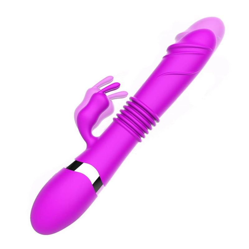 G Spot Rabbit Vibrator Silicone Big Dildo For Women Clitoral Butt Nipple Stimulator With 10 Powerful Vibration Thrust Modes Rechargeable Thrusting Vibrators Adult Sex Toy For Couple(Purple)