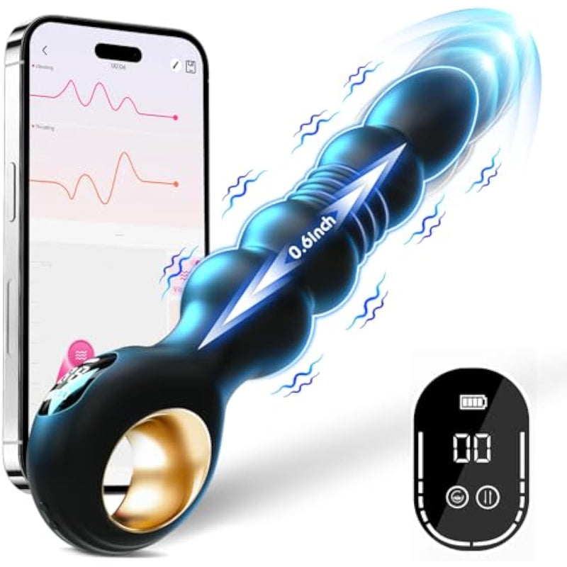 Anal Beads Prostate Massager Anal Toys, Male Sex Toys For Men Sex Toy Anal Plug Adult Toys With 9 Thrusting Vibrating Dildo Male Vibrator Butt Plug For Women App Control Lcd Double-Ended Dildos