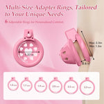 Lovely Pink Male Chastity Cage, Lightweight Chastity Devices With Soft Silicone Head 6 Cock Rings, Penis Bondage Gear Cock Cage Adult Toys With Invisible Lock, Male Chastity Belt Bdsm Sex Toys For Men