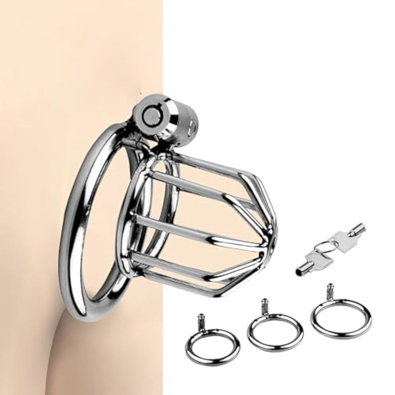 Stainless Steel Chastity Cage Male Metal Chastity Devices Lock Design Small Chastity Cage Male Penis Cage Flat Cock Cage Bdsm Toys For Couples Sex Rycb-She (50Mm)