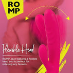 ROMP Jazz Rabbit Vibrator Dildo | Adult Sex Toys for Women | Clitoris & G Spot Sex Toy for Stimulation & Pleasure | 6 Vibrating Modes | Flexible and Waterproof | Gifts for Women & Couples | Red