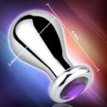 Big Anal Butt Plug,Bulb-Shaped Metal Anal Plug With Purple Gemstones, Anal Toys For Prostate Massage And Sphincter Stretching, Anal Sex Toys For Men Women Couples (L)