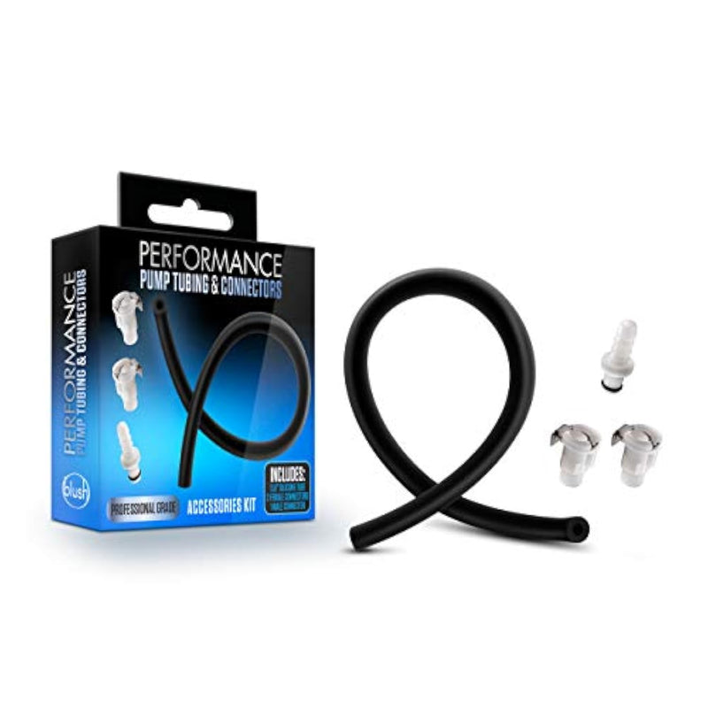 Blush Performance Penis Pump Upgrade Kit - 11.8” Silicone Tube W/Male & Female Connectors - Adult Sex Toys Pump Accessories - Compatible W/Nterchange System, Temptasia & Performance Pumps - (Black)