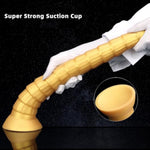 10.23 Inch Gold Color Anal Plug G Spot Dildo With Suction Cup Base, Reusable Prostate Massager With Textures Adult Sex Toy For Men Women