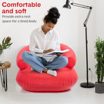 2 Pcs Inflatable Lounge Chair Deck Chair Lazy Sofa, Blow Up, Folding, Portable Couch For Home, Office Balcony, Floor Seating (Red)