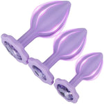 Anal Sex Trainer 3Pcs Set Silicone Butt Toys Anal Trainer Jewel Butt Plug Kit S&M Anal Sex Toys Kit For Starter Beginner Men Women Couples, Light Purple