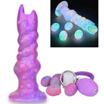 Luminous Monster Dildo Dog Ovipositor With 5 Eggs, 8Inch Pneumatic Inflatable Pump Dragon Dildos With 5 Balls Laying Eggs Sex Toys For Women And Couples