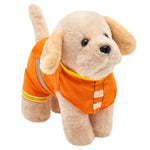 Golden Retriever Stuffed Animal With Orange Safety Vest – Firefighter Dog Plush Toy Birthday Surprise, For Kids, Boys & Girls,10"
