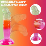 Realistic Dildo,Suction Cup Dildo, Colorful Clear 6" Small Dildo