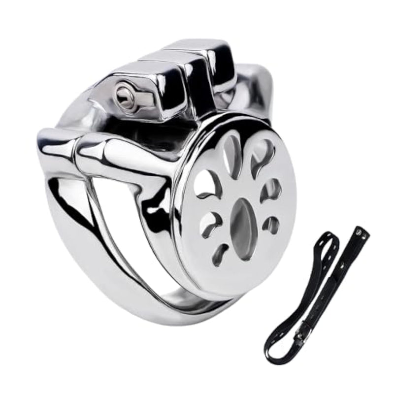 Patterned Chastity Cage Male Sex Toys With Anti-Slip Leather Belt Invisible Cylinder Design Cock Cage Breathable Devices For Men Bdsm Bondage (55Mm)