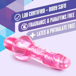 Mr. Right Now - Petite 6.5 Inch Curved Vibrating Dildo - Strong Tunable Vibrations - Soft 1" Slim Shaft - Ipx7 Waterproof For Bath Time Play - Beginners Sex Toy For Women - Clear Pink