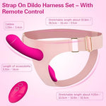 Strap-On Vibrating Dildo Sex Toys | Adjustable Harness Strap-On Dildos with 10 Dual Vibration, Remote Control G Spot Vibrator & Clitoral Stimulation, Adult Toy for Female Couple