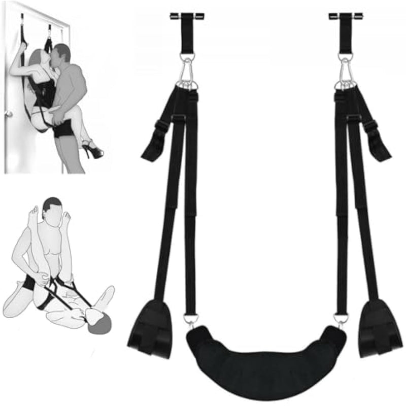 Bdsm Sex Swing Bondage Thigh Restraints, 2 In 1 Door Sex Swings & Thigh Sling With Adjustable Straps, Hanging Door Sex Slings Soft Plush Sex Furniture Kinky Adult Sex Toys For Men Women Couples