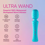 Ultra Wand Vibrator For Adults - Soft Silicone, Aqua, Regular - Waterproof Sex Toys With Multiple Vibration Patterns, Boost Mode, Flexible Head - Adult Toys, Premium Sex Toy