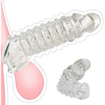 Reusable Penis Sleeve With Cock Ring Sex Toys,Ultra-Soft Silicone Penis Cuff Thickened Testicle Ring Male Adult Sex Toys,Penis Extender And Penis Enlarger For Men (Transparent)