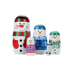 5 Pcs Russian Matryoshka Dolls Handmade Wooden Snowman Nesting Dolls Set For Christmas Birthday Gift (Snowman)