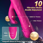 Sex Toys Thrusting Vibrator For Women, Adult Rabbit Thrusting G Spot Dildo With Vibrating Ears, Vibrators Silicone Realistic Vibradores, 3 In 1Vibrators With 5 Thrusting 10 Vibrations Modes (Pink)