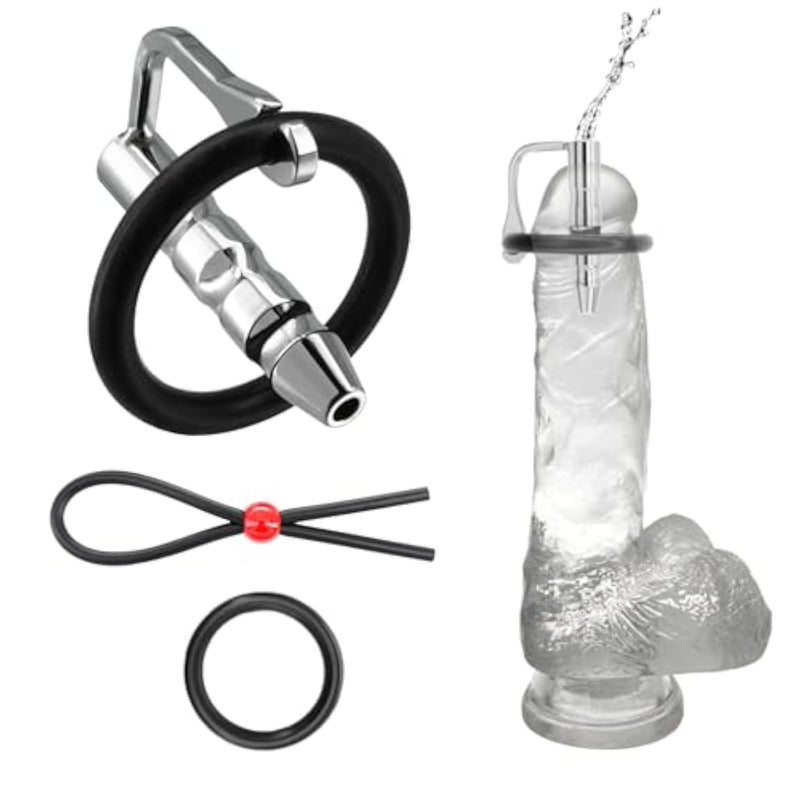 Urethra Sound 304 Stainless Steel Hollow Penis Plug Sex Toys - Catheters & Sounds Adult Sex Toys Male Urethral Dilator Urethra Sounding Stimulation For Men Comes With An Adjustable Cock Ring(0.26Inch)