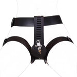 Adjustable Leather Chastity Belt With Lockers Chastity Knickers Sm Bondage Kit Strap-On Belt Female Chastity Sex Play Slave Punish Adult Sex Toys Flirt Fetish Sm Game Bedroom (Small)