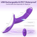 5 Inch Vibrating Strap On Dildo Harness Set For Women And Men,Lesbian Sex Toys With Adjustable Strapon Harness,Rechargeable Vibrator With 10 Modes & Remote Control,Purple