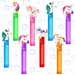 24 Pack Unicorn Bubble Wands for Kids, Rainbow Party Favors & Goodie Bag Fillers