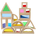 16 Pcs Large Wooden Rainbow Building Blocks for Toddlers, Stacking & Sensory Toy