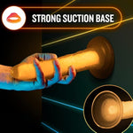 Blush Neo Elite Lavo 7.5" Glow In The Dark Dildo - Sensa Feel Realistic Silicone Cock - Suction Cup, Strap-On Compatible - Anal & Vaginal Adult Sex Toy Penis For Women, Men & Couples - (Neon Orange)