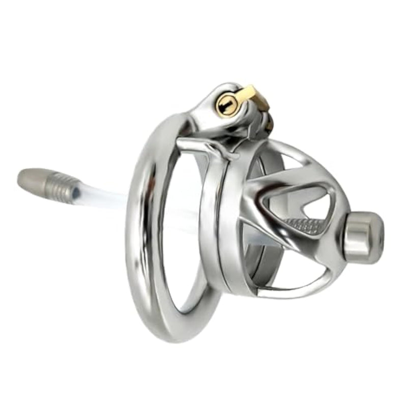 Hollow Design Cock Cage With Round Ring And Key 304 Stainless Steel Chastity Cage Male Waterproof Adult Wearing Chastity Device Sex Toy For Men (Cage+Dilator,45Mm)