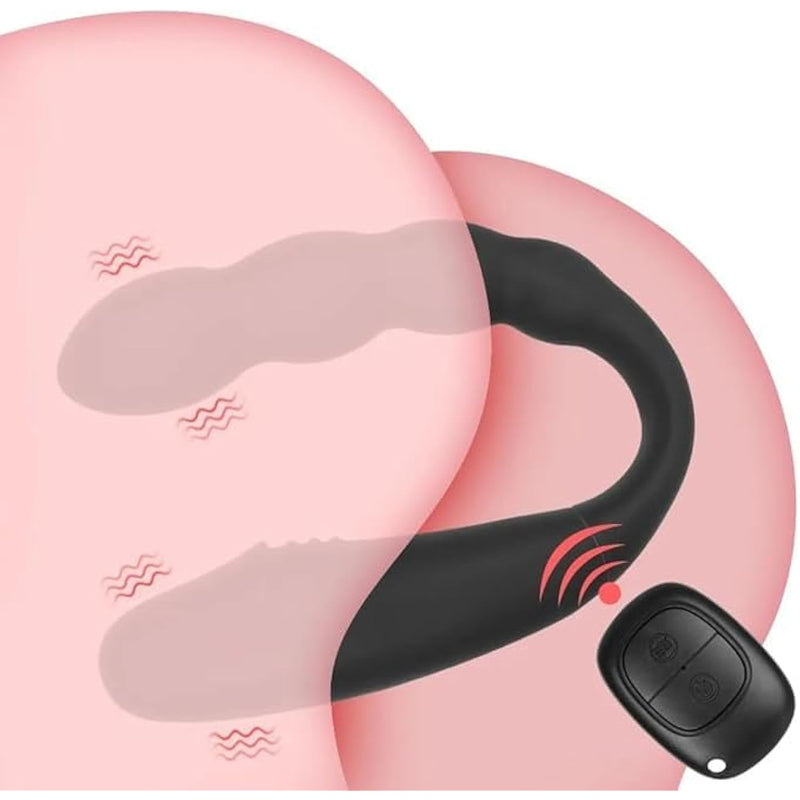 Double Ended Vibrator Clitoral Stimulator With 10 Modes, Double Head Side Dildo And Anal Bead Butt Plug Vibration, Black Anus-Vaginal G-Spot Stimulation Sexual Pleasure Tools For Women Men Couples