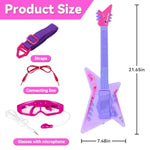 Guitar And Microphone Play Set With Glasses,Music Toys With Music&Light,Kids Karaoke Machine,Music Instruments For Toddlers,Girls,Perschool Educational Toys Gift For Children