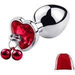 Butt Plush Plug Sex Heart Bell Anales Toy Plug Anal Butt Sex Heart Metal Bell Anal Butt Plug for Sex Heart Shape Crystal Butt Plug with Traction with Bag