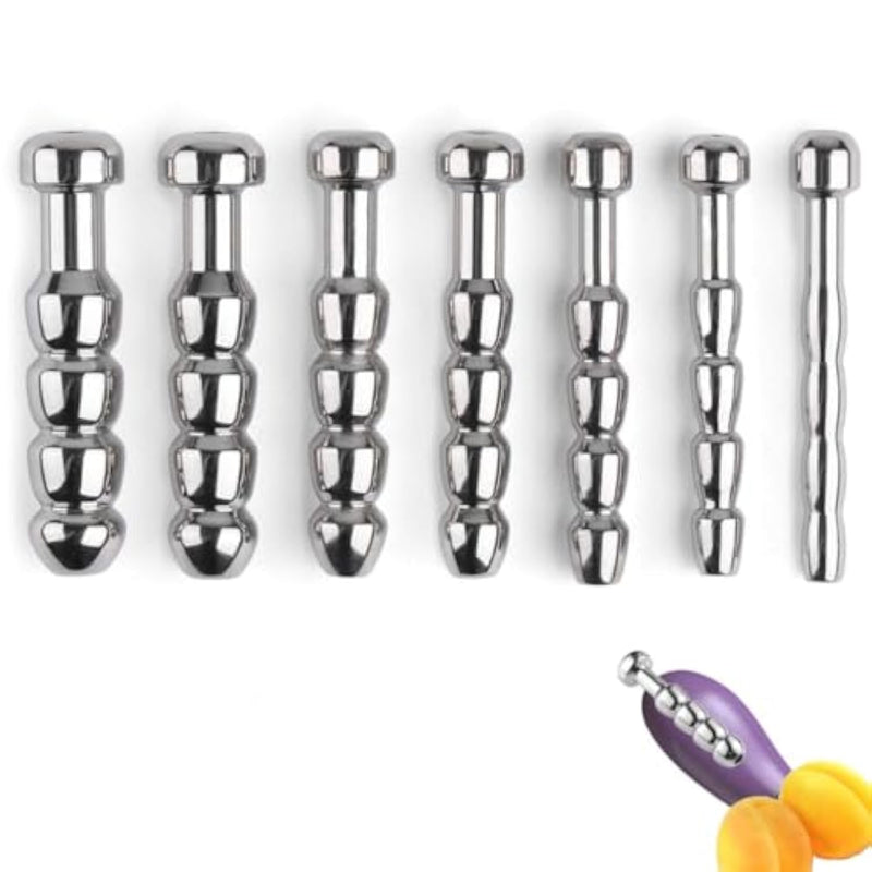 Urethral Sounds, 7 Pack Of Urethral Plug Training Set Stainless Steel Uretrhal Dilator Hollow Penis Plug Sex Toy For Beginners & Advanced Users