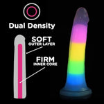 Lollicock 7" Glow-In-The-Dark Rainbow Premium Silicone Dildo For Men, Women, & Couples. Strong Suction Base Firm & Flexible Harness Compatible. 1 Piece, Rainbow