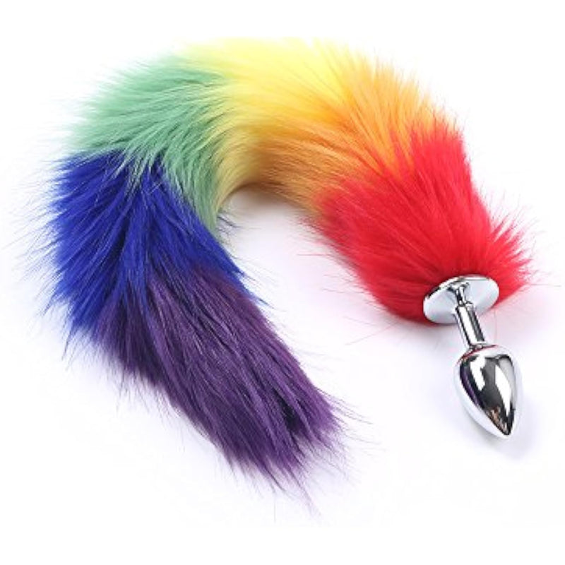 Fox Tail Anal Butt Plug Sex Adult Toys Flirting Tools For Couples Cosplay &Sm Role Play Gradient (Rainbow)