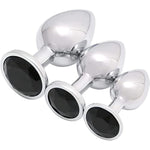 3Pcs Anal Plug Set Stainless Steel Waterproof Expanding Butt Plugs Toys Trainer Kit Adult Sex Toys For Men Women Black