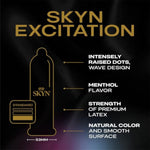 Excitation Studded Condoms - 12 Count - Ultra-Thin, Lubricated Latex-Free Condoms For A Natural, Smooth Fit